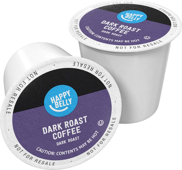 Amazon Brand - Happy Belly Dark Roast Coffee Pods, 100 Count | Compatible with Keurig 2.0 K-Cup Brewers