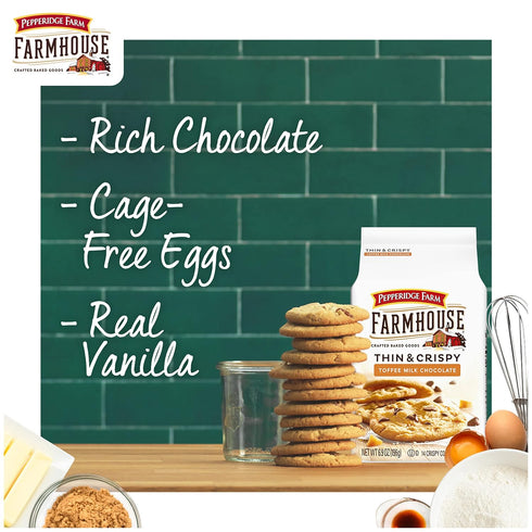 6.9 oz. Pepperidge Farm Farmhouse Thin & Crispy Toffee Milk Chocolate Cookies, Bag
