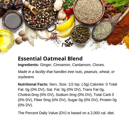 3.5 oz. Premium Essential Oatmeal Spice Blend by SPICE + LEAF - Vegan Kosher Preservative Free Spice Blend Used to Give