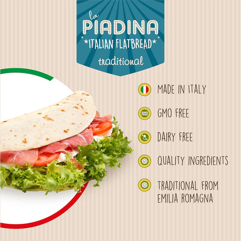 7 Packs (28 Count Fresco Piada Italian Flatbread Total) | Authentic Piadina Bread Made in Italy | TRADITIONAL RECIPE |