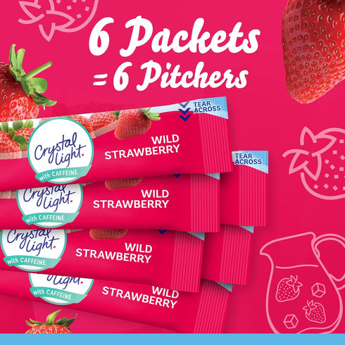 6 Count Packets Crystal Light Sugar-Free Energy Wild Strawberry Low Calories Powdered Drink Mix Pitcher