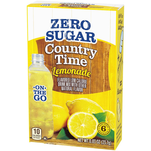 Country 6 Packets Time Zero Sugar Lemonade Naturally Flavored Powdered Drink Mix, ct On-the-Go