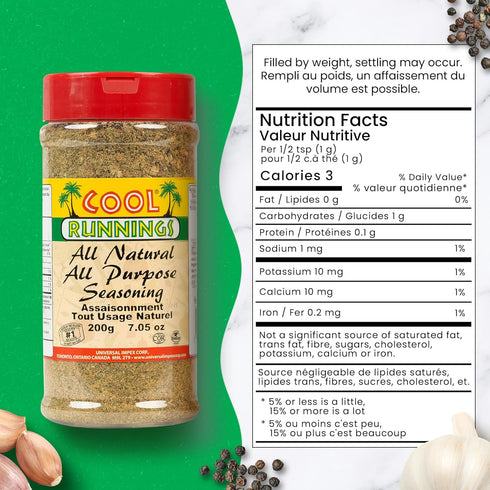 200g Cool Runnings All Natural All Purpose Seasoning - No Salt, No Sugar, No Artificial Additives, Perfect for Grilled