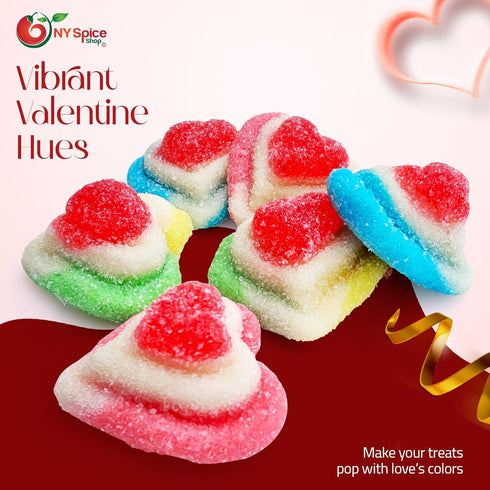 Gummy 3 Gummy NY Spice Shop Rainbow Triple Layered Heart Shaped Candy - Pound Candy Pieces for sweet Treats - Soft