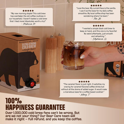 100% 16 6fl.oz 96fl.oz Wandering Bear Straight Black Organic Cold Brew Coffee On Tap, Iced Coffee Drink - Extra Strong