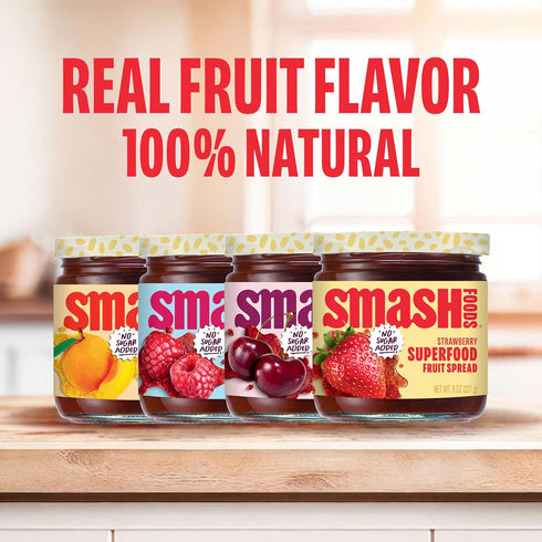 4-Pack Smash Foods Jam | Adventure Variety | Low-Calorie, No Sugar Added Keto Jam with Upcycled Fruit & Chia Seeds |