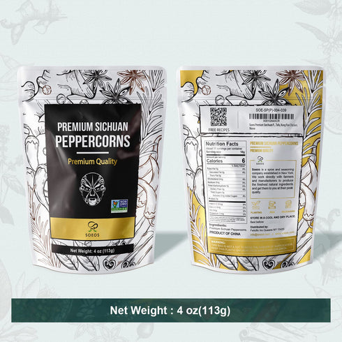 Soeos Premium Szechuan Peppercorns, 4oz (113g), Authentic Sichuan Red Peppercorn for Mapo Tofu and Kung Pao Chicken