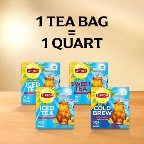 22 (Pack 3) Lipton Southern Sweet Tea Iced Tea Drink Mix Family Size Tea Bags