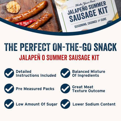 Summer 25 lbs PS Seasoning Jalapeno Sausage Kit - Includes Sausage Seasoning Mix, Cure, and Casings for up to of Meat