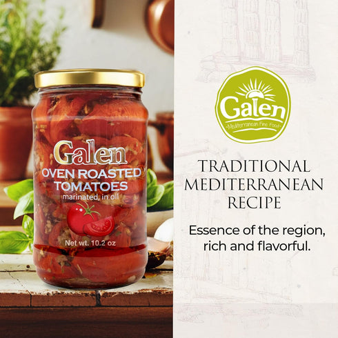 Pack 2, 10.2 oz Galen Food Oven Roasted Tomatoes - Marinated Tomato in Oil, of Each