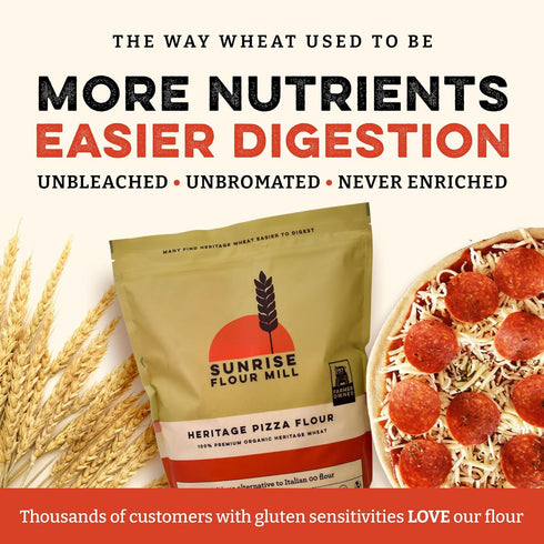 2 lbs Sunrise Flour Mill USDA Organic Heritage Pizza Flour - | Organic Milled Flour from Hard Red Wheat | Easier