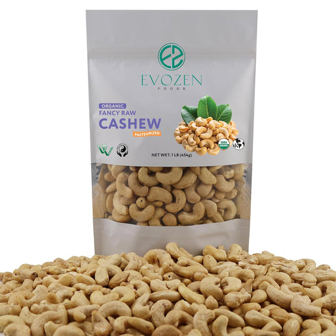 EvoZen Foods (1 LB) Organic Raw Whole Cashews, Non-GMO, Certified Kosher, Vegan Verified