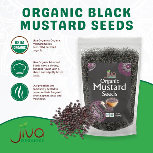 Jiva Organics Organic Black Mustard Seeds, 7oz, Non-GMO, Gluten Free