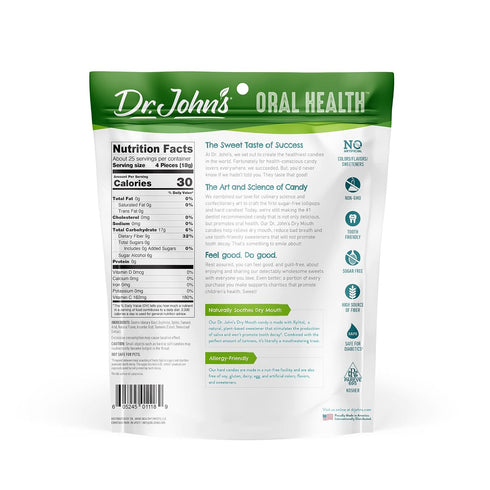 Dr. John's Candies 100 Count, 1 LB Dr. Johns Oral Health Sugar Free Candy, Healthy Dry Mouth Drops with Zero Sugar, Low