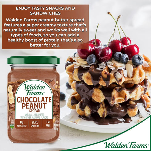 6-Pack, 12 oz Walden Farms Chocolate Peanut Spread Zero Calorie, Low Carb, Keto-Friendly, Vegan, Sugar-Free, Chocolate