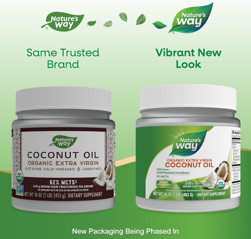 16 Nature's Way USDA Organic Extra Virgin Coconut Oil- Pure, Cold-Pressed, Non-GMO, Ounces