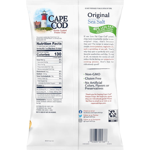 14 Oz Cape Cod Potato Chips, Less Fat Original Kettle Chips