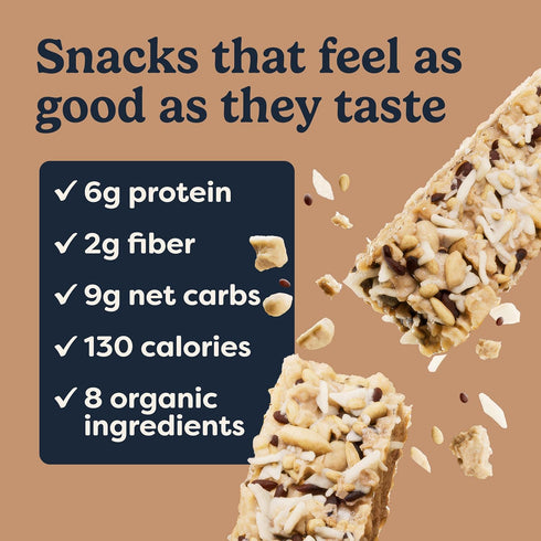 (6G 3s, 1oz, 12-Pack Tosi Nut Bars, Cashew Coconut, Healthy Snacks for Adults & Kids, Plant Based Crunchy Bars
