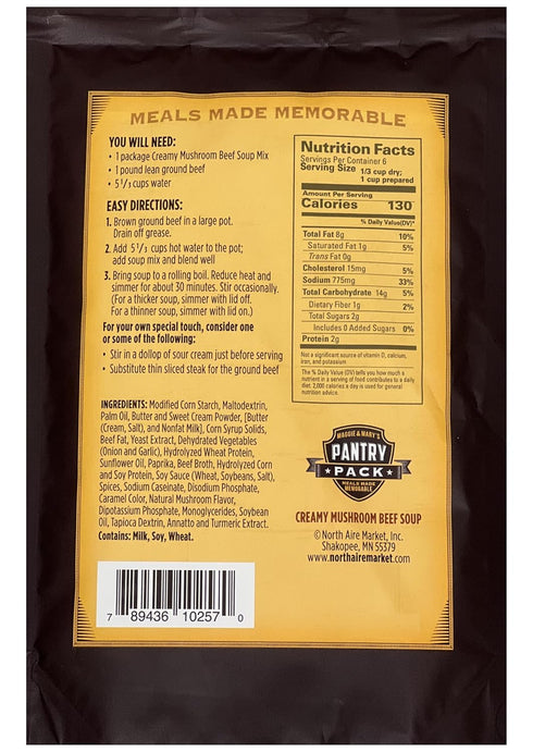 Maggie and Mary's Pack Maggie & Mary's Pantry Creamy Mushroom Beef Soup Mix - Dry Soup Mix - Just Add Water