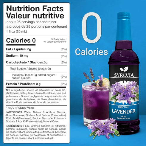 25.4 oz 0 Syruvia Sugar-Free Lavender & Pistachio Syrup - fl Premium Coffee Flavoring Syrup. Calories, Kosher
