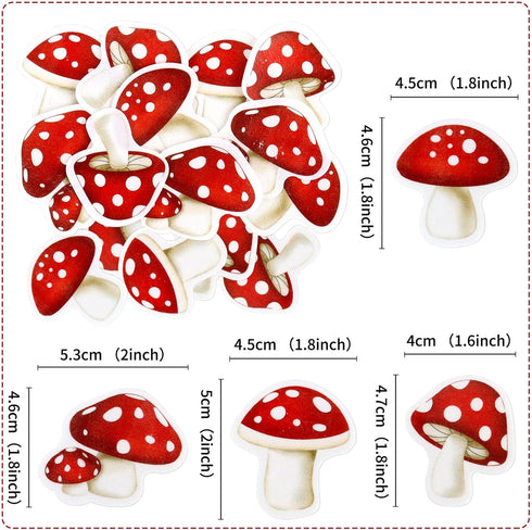40Pcs Edible Red Mushroom Cupcake Toppers Cute Mushroom Cupcake Picks Mushrooms Drink Topper for Plant Theme Baby