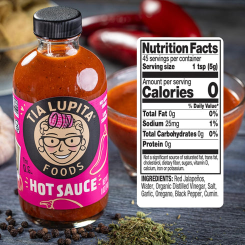 8 Oz (Pack 2) Tia Lupita Hot Sauce of - Flavorful Heat, Medium Spice with Smoky-Sweet Flavor - Gluten-Free, Non-GMO