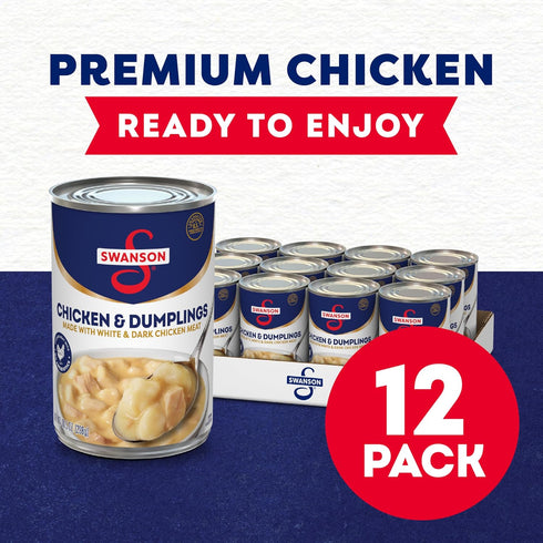 10.5 OZ 12) Swanson Canned Chicken and Dumplings With White and Dark Chicken Meat, Can (Case