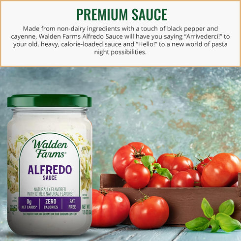 Walden Farms Light Alfredo Sauce - 12 oz Jar, Vegan, Paleo & Keto Friendly, 0g Net Carbs