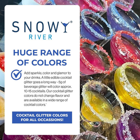 Snowy River Sapphire Edible Cocktail Glitter - All Natural Edible Beverage Glitter for Cocktails, Wine, Champagne &