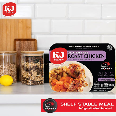 (1 Pack) KJ Poultry Kosher for Passover Gluten Free Meals, Roast Chicken with Potato & Carrots, Halal, Prepared Entree