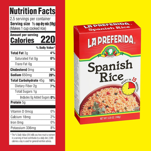 15 5.25 oz. (Pack 3) La Preferida Boxed Spanish Rice (Fluffy Mexican-Style Rice with Bell Peppers) Ready in Minutes. A