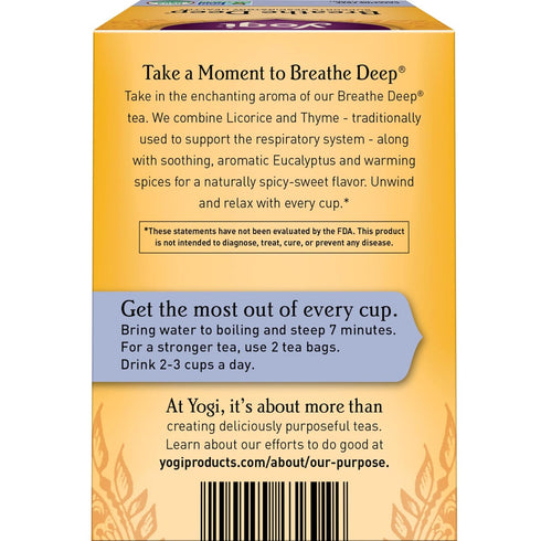 16 Pack (4 Packs) Yogi Tea Breathe Deep Tea - Tea Bags per - Organic Respiratory Tea - Supports Respiratory Health