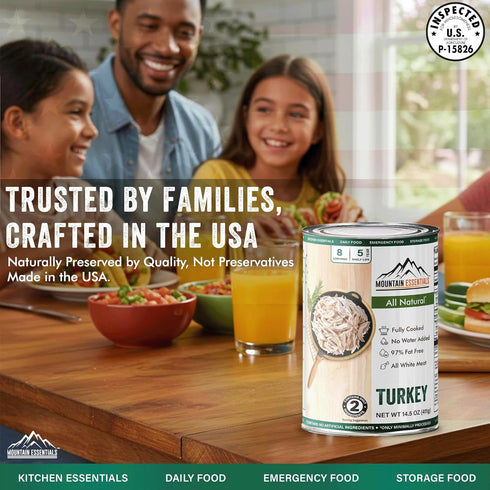 14.5 oz 14g (8 MOUNTAIN ESSENTIALS All Natural Canned Turkey Protein per Serving Servings per Can) Fully Cooked, Ready