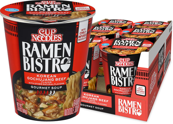 Nissin Cup Noodle Ramen Bistro, Korean Gochujang Beef, 3.1 Ounce (Pack of