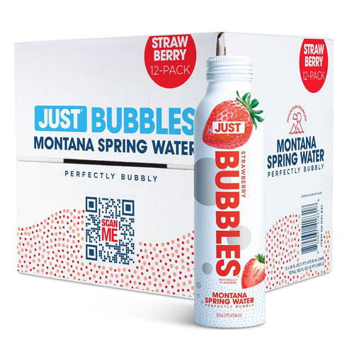 JUST Bubbles Strawberry- Pure Premium Sparkling Spring Water in a Fully Recyclable