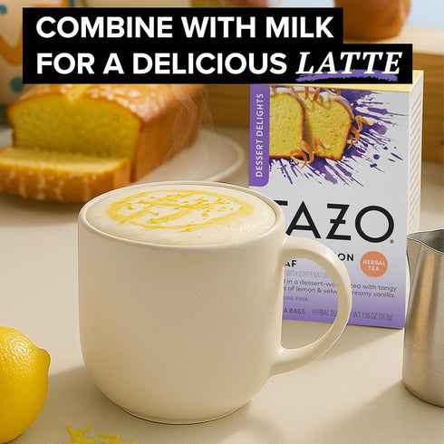 90 (15ct Pack 6) TAZO Dessert Delights Glazed Lemon Loaf Herbal Tea Bags, Aromatic Blend, Caffeine-Free, Total Tea Bags