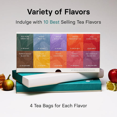 (40 count, 10 4 Pack, OSULLOC Premium Tea Collection flavors x ea), Self Care Sampler Gift Box Variety Premium Organic