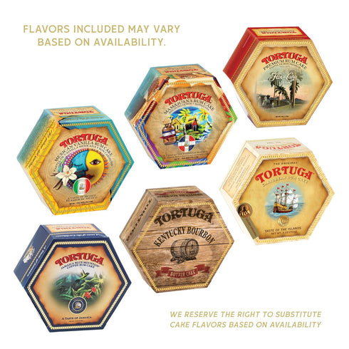 Pack 4 oz. 6 Pack TORTUGA Provenance Rum Cake Variety - - The Perfect Premium Gourmet Gift for Stocking Stuffers, Gift