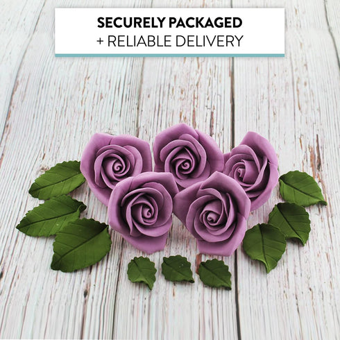 14-Piece Set (5 9 Global Sugar Art Wedding Cake Decorations Premium, Realistic Lavender Sugar Flower Cake Topper Roses