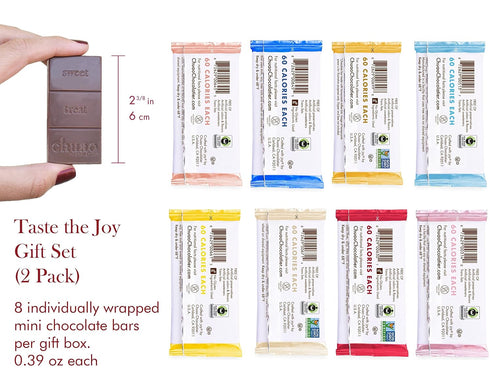|16 (0.39 oz Chuao Chocolatier Taste the Joy Mini Gourmet Chocolate Bar Gift Box | Milk and Dark Chocolate Variety