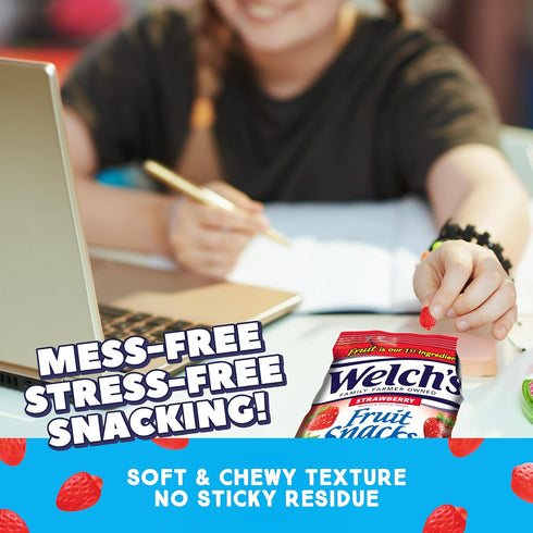 5 oz (Pack 12) Welch's Fruit Snacks, Strawberry, Perfect for School Lunches, Sharing Size Bags