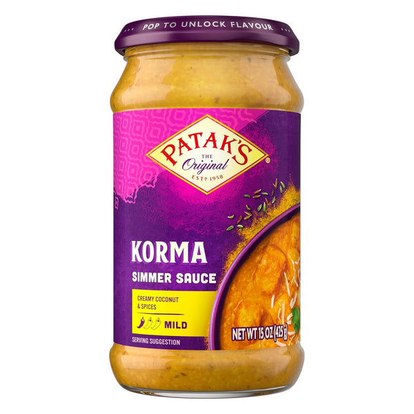 Pataks Korma Simmer Sauce - Mild and Creamy Korma with Coconut &