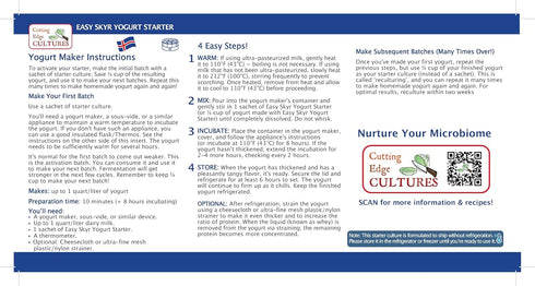 Cutting Edge Cultures 24 2 Packets 1 Easy Skyr Yogurt Starter by Creamy, Healthy, Homemade Yogurt in Just Hours No