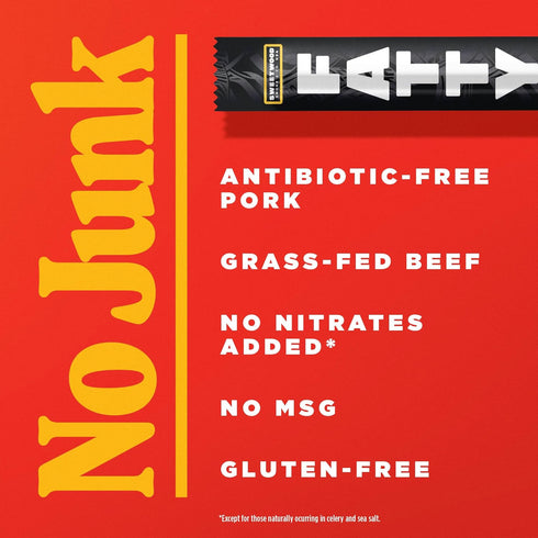 13g 2 oz. (Pack 20) FATTY Meat Sticks, Made with Grass Fed Beef, Pork Raised Without Antibiotics, Protein Per Serving
