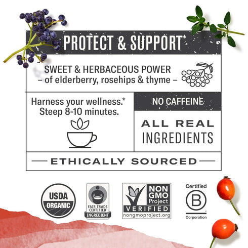 Immune 48 Immune Numi Organic Support Herbal Tea Herbal Tea Bags Caffeine Free Blend with Elderflower Elderberry