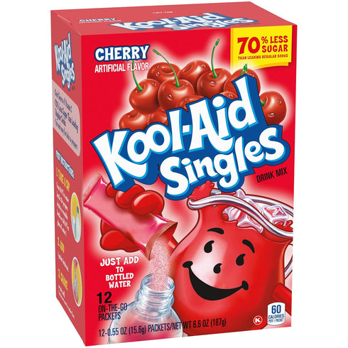0.55 oz, 12-count Packets Kool-aid Singles Cherry