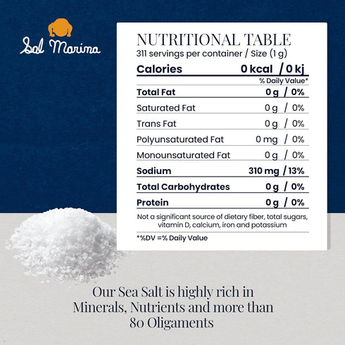 SAL MARINA Unrefined Colima Sea Salt, 11oz, Kosher, 100% Natural, Vegan, Gluten Free
