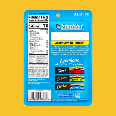 2.6 oz StarKist Chicken Creation Zesty Lemon Pepper, Single Serve Pouch