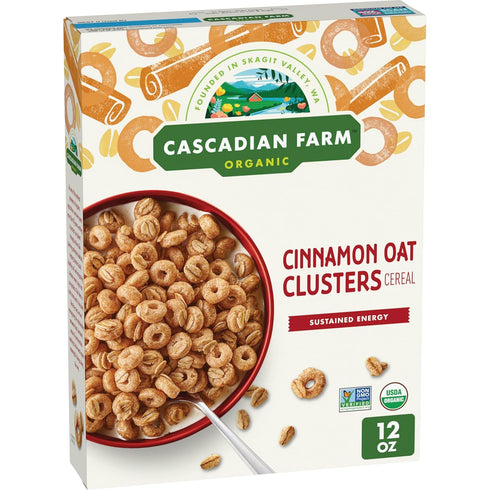 Cascadian Farm Organic Cinnamon Oat Clusters Cereal, Made with Whole Grain, Non-GMO,