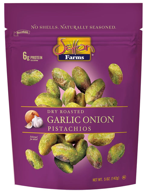 Setton Farms Naturally Seasoned Pistachio Kernels, Garlic Onion, No Shell Pistachios, Certified